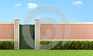 Elegant garden with pedestrian gate