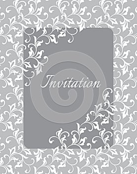 Elegant gentle template for the invitation to the wedding. Twisted stems with decorative leaves