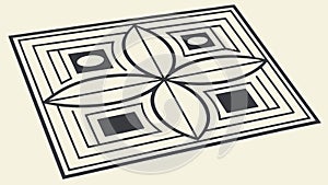 Elegant Geometric Floor Tile Pattern, Ornamental Design Element, vector design Generative AI