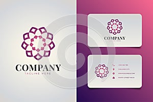 Elegant geometric floral logo with mandala style in gradient concept, suitable for hotel, spa, or social organization logo