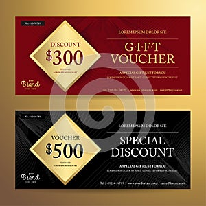 Elegant gift voucher or discount card template with abstract swirl background for promo event