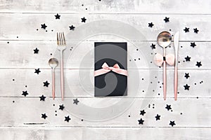 Elegant and glamour table setting. Restaurant concept.