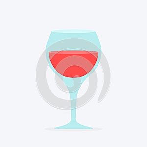 Elegant glass with vine. Wineglass filled with red wine standing still and tilted with splashes out flat  icons. Sweet and