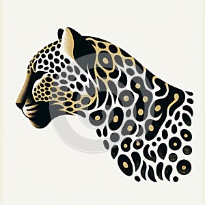 Elegant Gold and Black Leopard Profile Illustration