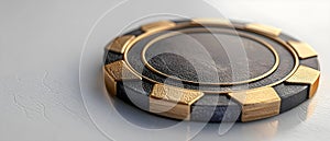 Elegant Gold-Black Poker Chip Render. Concept Product Rendering, Casino Equipment, Luxury Design,