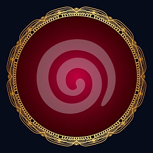 Elegant Gold Circle Frame and Thai Mandala Pattern Gold Circle Pattern