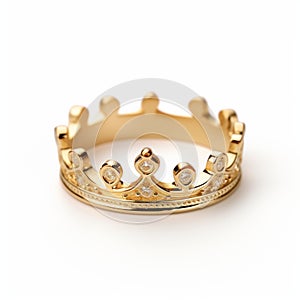 Elegant Gold Crown Ring With Diamond Accents