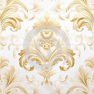Elegant Gold Damask Wallpaper On White Background photo