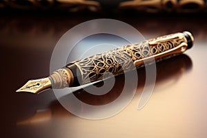 Elegant gold filigree on a classic fountain pen me