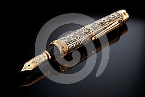 Elegant gold filigree on a classic fountain pen me