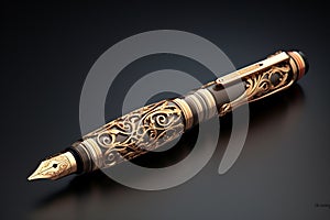 Elegant gold filigree on a classic fountain pen me