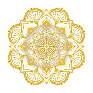 Elegant gold mandala pattern design on white