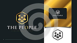 Elegant Gold People Logo Design. People, Community, Family, Network, Creative Hub, Group, Social Connection Logo