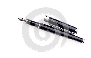 Elegant gold plated business fountain pen isolated on white with clipping path