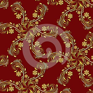 Elegant gold & red seamless vector pattern.