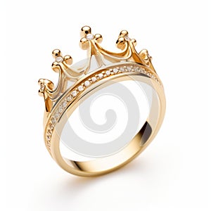 Elegant Gold Ring With Crown Design - High-key Lighting Inspired photo