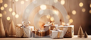 Elegant Gold and Silver Christmas Decorations and Present, AI Generated