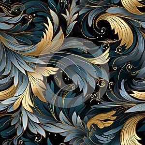 Elegant Gold and Silver Paisley Design on White Background - Luxury Vector Graphic. Generative AI