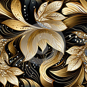 Elegant Gold and Silver Paisley Design on White Background - Luxury Vector Graphic. Generative AI