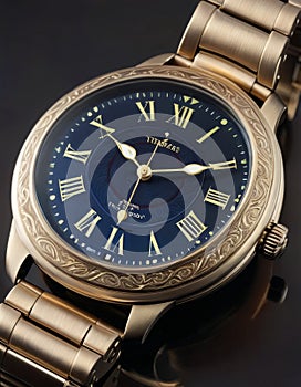 Elegant Gold-Toned Wristwatch Closeup