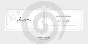 Elegant gold wedding invitation design with vintage floral pattern. Luxury vector illustration for cards, banners, and more