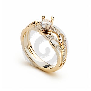 Elegant Gold Wedding Ring With Diamonds And Vine Design