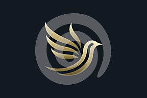 Elegant Golden Bird Logo of Aspiration Symbolizing Freedom and Growth