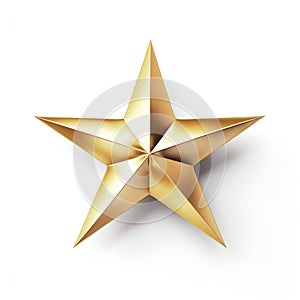 Elegant Golden Christmas Star Isolated on White. Generative ai