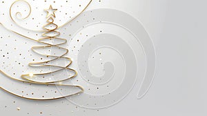 Elegant Golden Christmas Tree with Sparkling Stars on Grey Background