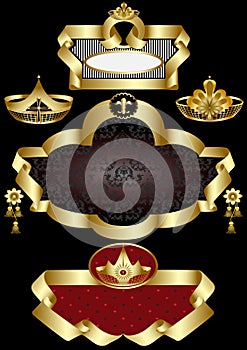 Elegant golden frame with patterns of crowns on a