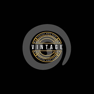 Elegant Golden Luxury Vintage Retro Border Frame for Brewery Barbershop Restaurant Cafe Label Logo Design Vector