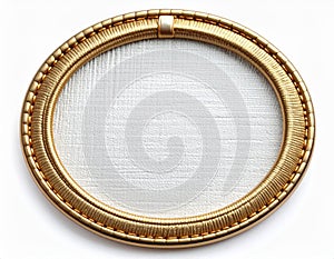 Elegant Golden Oval Frame on White Backdrop Classic Design Element