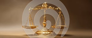 The Elegant Golden Scales of Justice Displayed Against a Soft Background.AI generated image