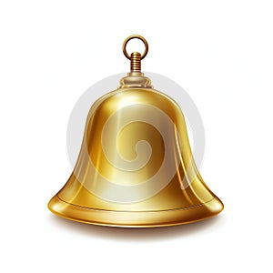 Elegant Golden Service Bell Isolated on White Background. Generative ai