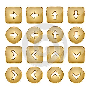 Elegant Golden Vector Web Buttons Arrows