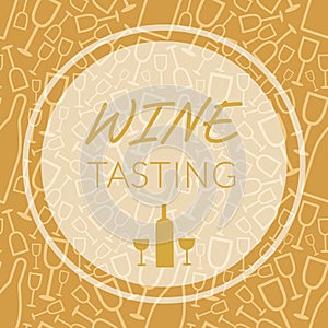 Elegant golden wine tasting poster, flyer or social media banner for restaurant, store, shop, bar or club