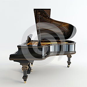 Elegant Grand Piano Isolated on White