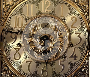 Elegant grandfather clock face