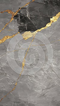 Elegant Gray and Golden Marble Stone Patterned Surface with Refined Artistic Touch for Wallpaper
