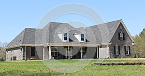 Elegant Gray Stucco Middle Class Suburban Home