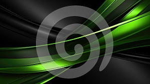 Elegant Green and Black Abstract Curves Background Design.