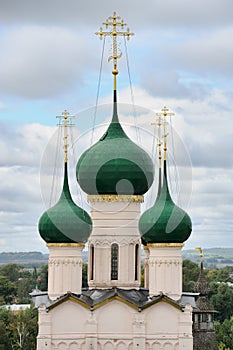 Elegant Green Cupolas of Church of St. John the Divine in Rostov