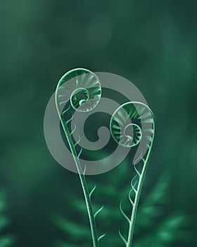 Elegant Green Fern Fronds Unfurling in Nature