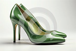 Elegant Green High Heel Shoes on Neutral Background