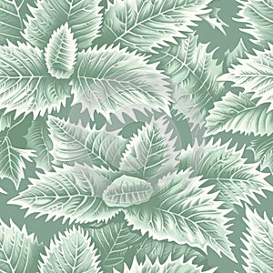 Elegant Green Leaf Pattern Textile Design