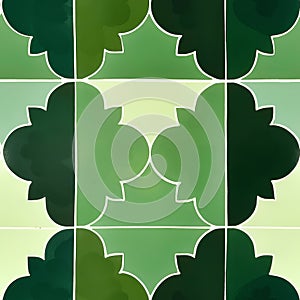 Elegant Green Leaf Pattern Tiles Design