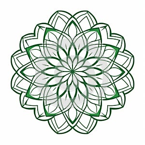 Elegant Green Mandala Flower Design - Simple Line Drawings And Engraved Ornaments photo