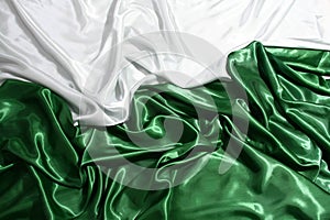 Elegant green and white silk