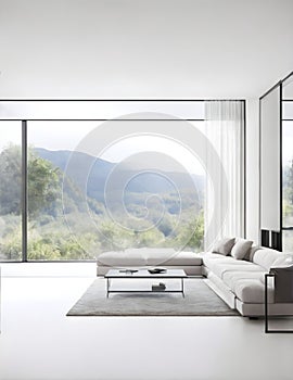 Elegant Grey Glass Mockup for Modern Minimalist Living Room Interior Design