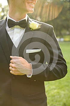 Elegant groom posing